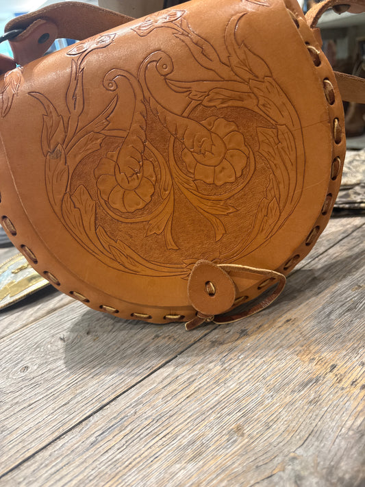 Veg Tan Tooled Leather Bag